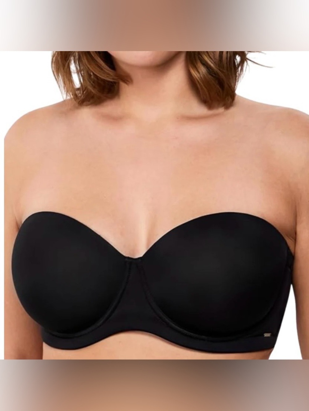Strapless Smooth Black Bandeau Bra with Light Support